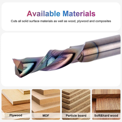 SpeTool 1/4 in shank downcut spiral router bit, 1/4 in diameter, 1 in cutting length with long-life coating
