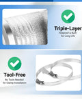 Magnetic Dryer Vent Kit With 2.6 Foot Aluminum Duct And Clamps showing triple-layer duct and tool-free clamp installation