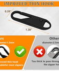 Luggage Zipper Pull Replacement Set For Travelers, Alloy Metal Tabs, 6 Pack, 1.4x0.4x0.17 Inches, Improved thin hook comparison