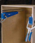 Drawer Slide Jig And Concealed Hinge Jig Kit For Cabinets And Desks installed in wooden cabinet carcass, no fuss install of cabinet slides.
