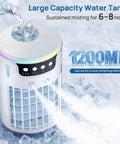 Evaporative Mini AC Fan With Ice Mist Cooler, Quiet Personal Air Conditioner For Bedroom, featuring 1200ml water tank