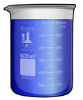 600ml Low Form Beaker Pro Grade 3.3 Borosilicate Glass With Double Metric Scale Rugged Beaded Rim And Spout For Smooth Pouring
