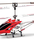 Red S107 S107G RC Helicopter With Gyro For Beginners Easy To Fly Stable Flight showing brushed motor and durable frame