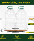 14 Inch Bamboo Lazy Susan Turntable Organizer with two water bottles demonstrating capacity and size, smooth rotation, 30 lb max load
