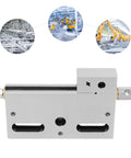 Beefy High Precision Wire Cut EDM Vise With Manual Screw Clamp for Tight, Repeatable Jaws, stainless steel clamp, front view