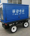 Tough As Nails Portable Generator System Ultimate Emergency Backup Power Supply on a blue trailer with white wheels.