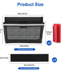 3 Pack Boat Storage Mesh Bags Self Adhesive Marine Caddy Organizer With Reflective PVC Mesh Waterproof No Drill Install dimensions