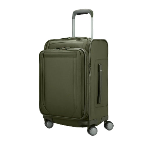 Lineate Softside Expandable Go To Carry On Luggage With Spinner Wheels Cedar Green Effortless Glide Through Premium Steel Cartridge Bearings