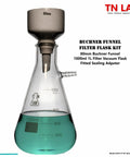 80mm Porcelain Buchner Funnel and 1L Borosilicate Glass Vacuum Flask Filtration Kit with Sealing Adapter, front view.