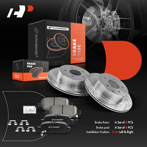 11.49 Inch Rear Drilled And Slotted Disc Brake Rotors And Ceramic Pads Kit For Nissan And Infiniti Models Stops Like A Boss