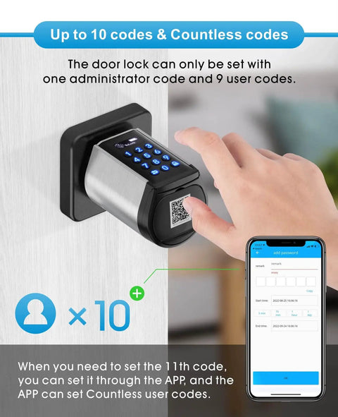 Deadbolt Smart Bluetooth Door Lock With Keyless Entry And Keypad, App Control, IC Card And Mechanical Key Backup on door