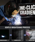 Welder using Workhorse Smart Auto Darkening Welding Helmet With Large View Screen True Color Display for MIG TIG Stick welding