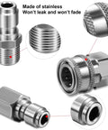 Pressure washer quick-connect kit, 3/8 in stainless steel male/female adapters with 2-pack plugs