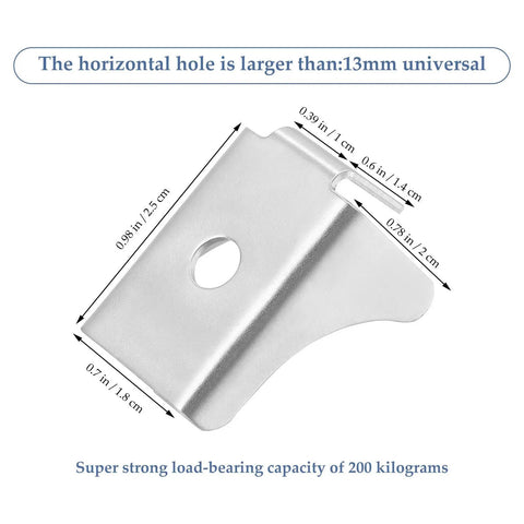 Heavy Duty Steel Shelf Clips For Metal Cabinets And Display Units Easy To Use Lightweight Shelf Supports With Simple Structure Ideal For Bookcases And File Cabinets Ten Pack showing dimensions and 200kg capacity