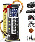 Go-To Portable Tire Inflator With Gauge 150 PSI, Easy On-The-Go Air Compressor with digital display and nozzle attachments