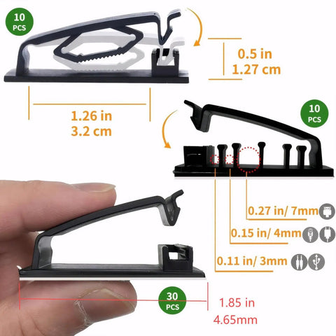 Self Adhesive Cable Clips 50 Pack Cord Organizer Wire Clips For Desk Wall TV Under Desk PC Home Office Car Snap Lock Cable Management