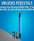 SSK-950 Can Wrench Kit With P Key And Star Keys For Pedestals And Self Locking Cabinets, includes blue handle can wrench.