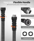Heavy Duty 50 Foot Braided Garden Hose With Lightweight Flexible Design Kink Resistant And Tangle Free Leak Free Connections Swivel Handle Male To Female Fittings Triple Layer Hybrid Material Durable Grey, 3/4 inch fitting