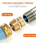 Brass Swivel Hose Adapter Three Quarter Inch GHT Female To One Inch NPT Male For Garden Hoses And Pipe Threaded Systems Lead Free Durable Brass Leak Free Connection One Piece, 3/4 GHT female to 1 NPT male threaded connection