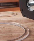 Top Shelf Pack Of Seven Big Circle Inlay Router Template Jig For Woodworking And Craft Projects Making Perfect Oval Cuts Three To Eight Inches, clear acrylic templates on wood surface.