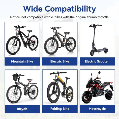 Universal 3 Pin Ebike Throttle Full Twist Grip Kit on mountain bike, electric bike, scooter, bicycle, folding bike, motorcycle