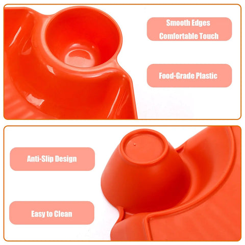 Close-up of 12 Piece Chip and Dip Serving Platter Set BPA Free Plastic Snack Trays With Built In Sauce Compartments showing non-slip design.