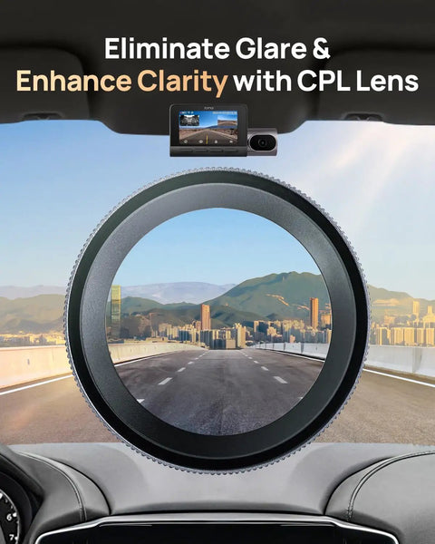 View through Polarizing CPL Filter For A810 Lite T800 And T800E Dash Cams With Snap On Design Anti Glare Lens in use.
