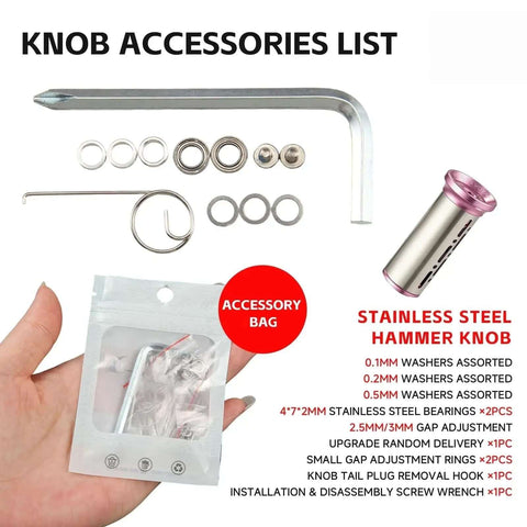 Ultra Light 2pcs Stainless Steel Reel Handle Knob Upgrade Kit with Bearings Hollow Design For Baitcasting Bass Trout Fishing Green, parts laid out