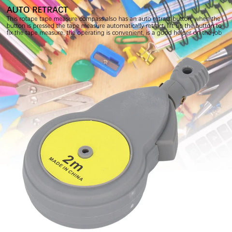 Heavy Duty Rotating Beam Compass With Retractable Tape Measure And Fifty Pencil Refills For No Sweat Pro Shop Layouts And Dead Nuts Dual Scale Accuracy - close-up of retractable tape measure