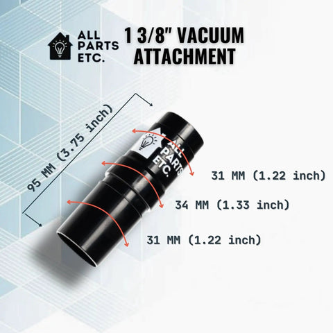1.375 inch vacuum attachment with dimensions diagram on All Parts Etc backdrop
