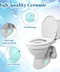 Set Of Two Blue Ceramic Octopus Toilet Bolt Covers Decorative Floor Screw Caps Fits Standard Plumbing Zero Fuss Install on toilet.