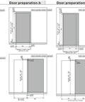 Technical diagram of concealed wall mounted sliding barn door hardware kit with soft close mechanism, no floor track, 42 inch size.