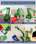 LewanSoul robotic arm kit with suction nozzle and green base; features six demo modes.