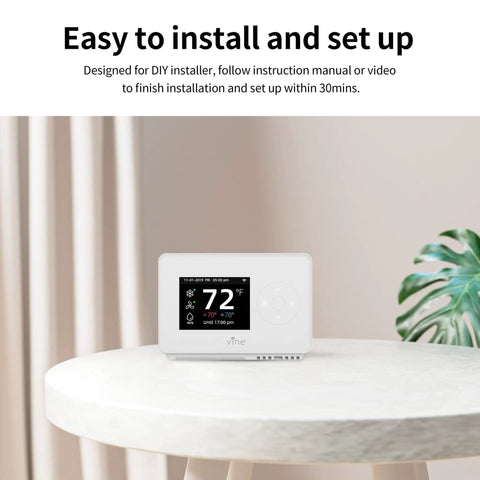 Smart WiFi Thermostat TJ225, 7 Day 8 Period Programmable, Energy Saving Thermostat on a white table