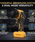 Badass Cordless Mini Circular Saw With Brushless Motor Spins At 12000 RPM And 3 Adjustable Speeds With Dual Mode Capability to flip into an angle grinder.