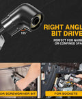 Right angle bit driver from All In One 86 Piece Magnetic Impact Nut Driver Set with Socket Adapters, Universal Joint, Flexible Shaft