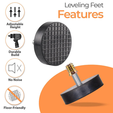 Beefy M8 Rubber Adjustable Leveling Feet Heavy Duty 2 Inch Base Diameter Furniture Levelers Features Overview