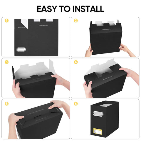 Super Tough Collapsible Cardboard File Organizer Box With Strong Carry Handle, Heavy Duty Document Storage Cartons For Office Desks, Easy Fold Flat Design Keeps Your Papers Totally Sorted And On Point