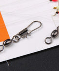 Close-up of durable swivels from Glow In The Dark Saltwater Fishing Bait Rig Set 15 Pack With Real Fish Skin Sharp Hooks