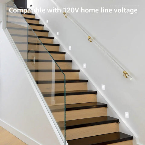 5CCT 120V LED Step Lights, Dimmable 5 Percent To 100 Percent, 3.5W 150LM, Indoor Outdoor Waterproof Visual, on wooden stairs
