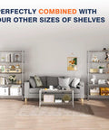 Two Tier Beefy Heavy Duty Wire Shelving Unit with Lockable Wheels 36 Inch Wide 18 Inch Deep 19.5 Inch High in living room setup