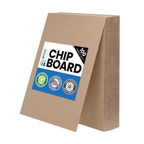 Stack of 8.5 X 11 Inch Chipboard Sheets, 100 Sheets Of 22-Point Kraft Board For Crafts And DIY Projects shown from the side angle.