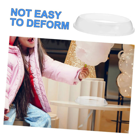 Child reaching for cotton candy with clear Cotton Candy Machine Guard Cover For Sugar Floss Makers Lightweight And Reusable Enclosure nearby.