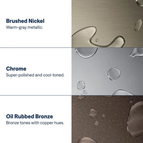 Heavy Duty Two Handle Widespread Bathroom Sink Faucet With Rich Oil Rubbed Bronze Finish And Flexible Eight To Sixteen Inch Spread for showing brushed nickel, chrome, and oil rubbed bronze finishes.
