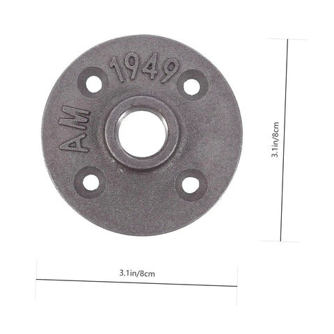 Top view of Four Pack Built Tough Malleable Iron Floor Flanges For Vintage Industrial Pipe Shelf Brackets Heavy Duty Cast Iron Fittings