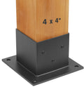 Heavy Duty 4x4 Deck Post Base Kit, 8 Pieces, 3.5 by 3.5 Inch Wood Post Brackets, Matte Black Base Plate Anchor