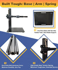 Pro Grade Vertical Heat Set Insert Press Machine With 80W Digital Temperature Controlled Soldering Iron And Power Switch For M2 To M8 Inserts showing robust metal base, arm, and spring.