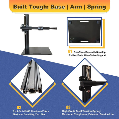 Pro Grade Vertical Heat Set Insert Press Machine With 80W Digital Temperature Controlled Soldering Iron And Power Switch For M2 To M8 Inserts showing robust metal base, arm, and spring.