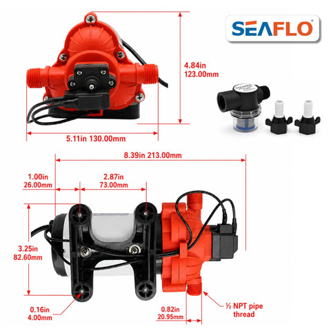 3.3 GPM 45 PSI Self Priming Fresh Water Pump For RV And Caravan With Automatic Demand And Smart Pressure Switch 115V AC Marine