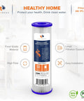 5 Micron Pleated Sediment Filter Cartridge For Whole House Well Water, 10x2.5 Inch Replacement Filter, 6 Pack, front view